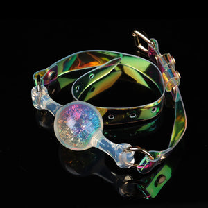 KnotDildo Colorful Crystal Ballgags - Discreet Pleasure with a transparent strap and colorful shimmering ball