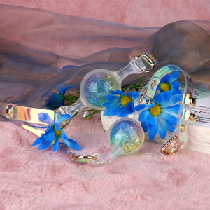 KnotDildo Colorful Crystal Ballgags - Discreet Pleasure with iridescent design and floral accents