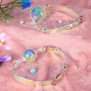 KnotDildo Colorful Crystal Ballgags - Discreet Pleasure with Shiny Iridescent Straps and Sparkling Ball