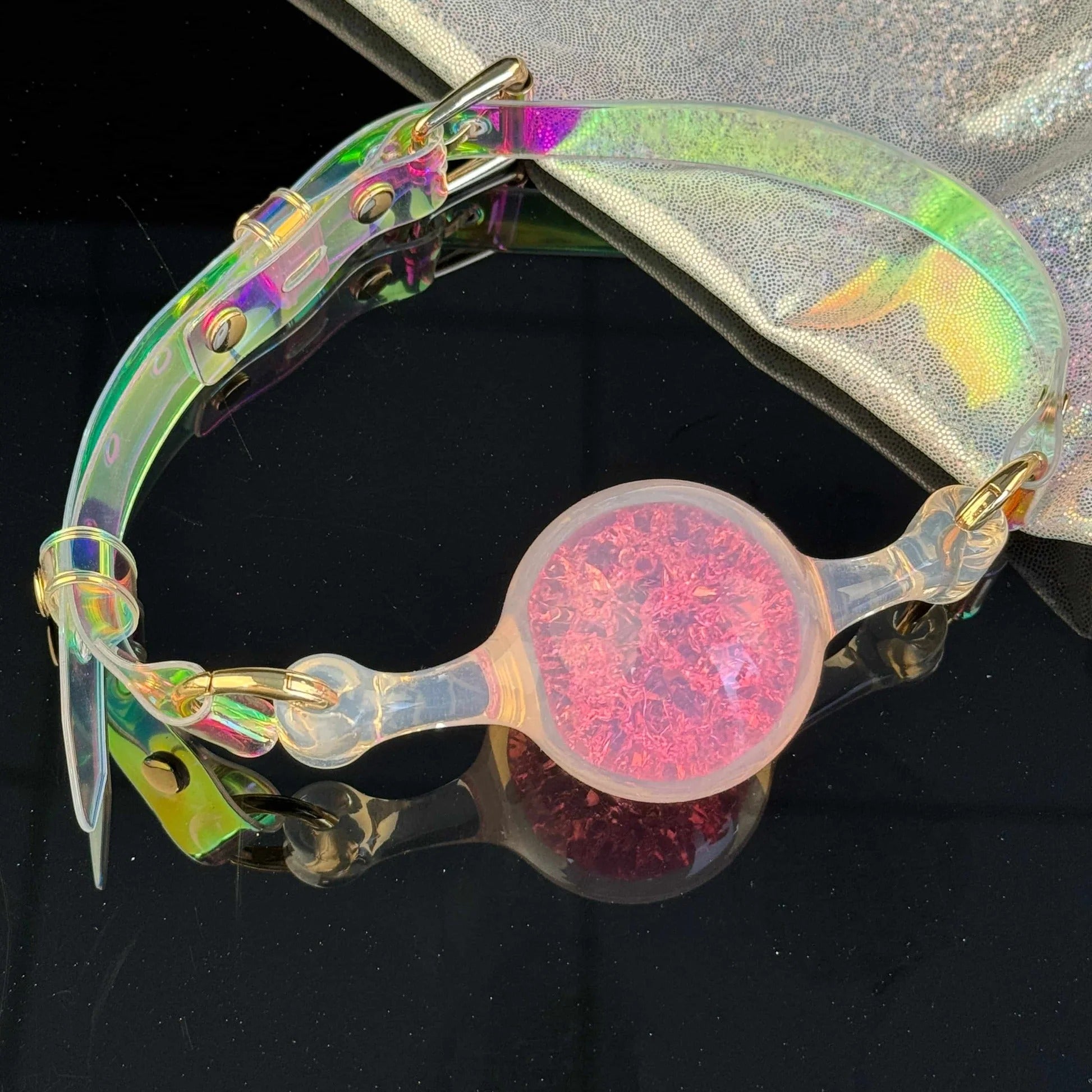 KnotDildo Colorful Crystal Ballgags - Discreet Pleasure with a glossy design and adjustable strap