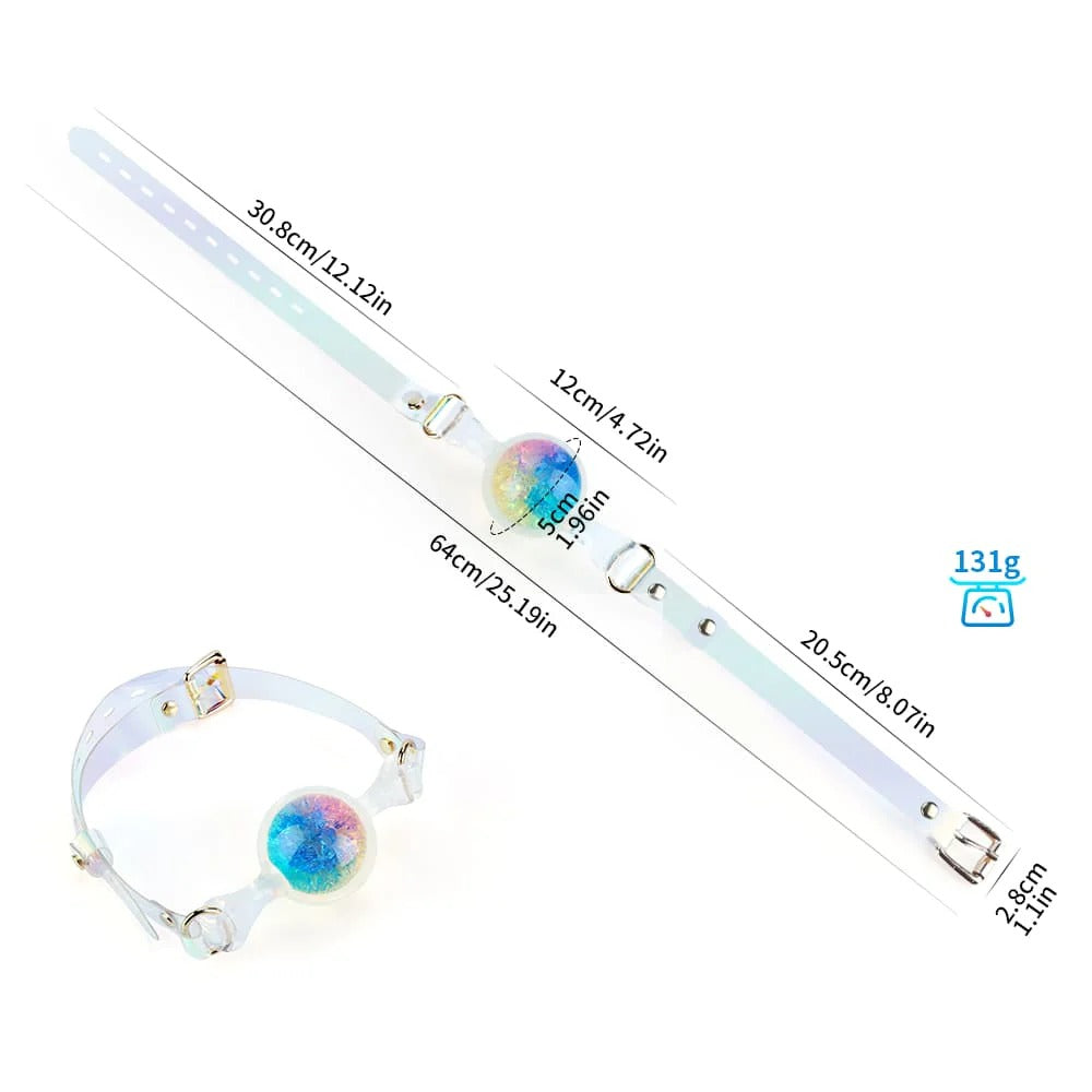 KnotDildo Colorful Crystal Ballgags with adjustable strap for discreet pleasure during intimate activities
