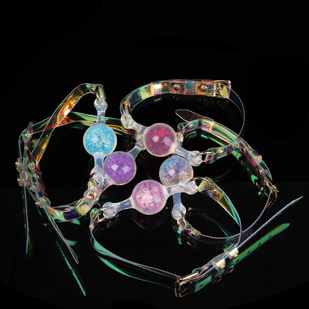 KnotDildo Colorful Crystal Ballgags - Discreet Pleasure with vibrant colors and adjustable straps