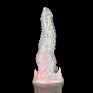 KnotDildo-Ghostly Pink Fantasy Monster Knotted Dildo with unique textures and soft shimmering finish