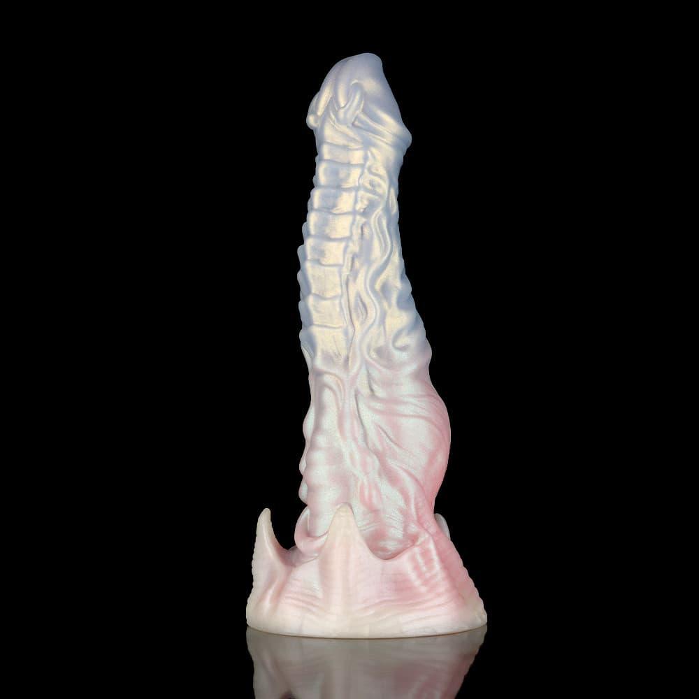 KnotDildo-Ghostly Pink Fantasy Monster Knotted Dildo with intricate textures and a soft glow