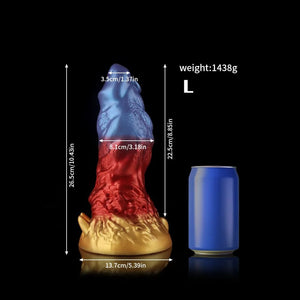 KnotDildo Leo Gradient Red Purple Gold Fantasy Dildo with realistic design and impressive size