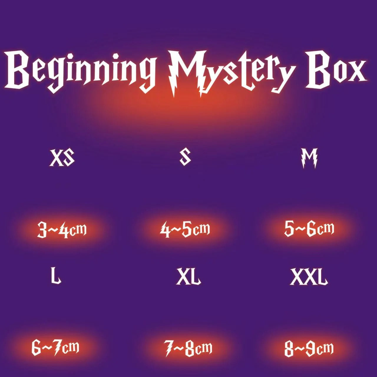 KnotDildo Mystery Box Dildo sizes XS to XXL with various length options for surprise pleasure inside