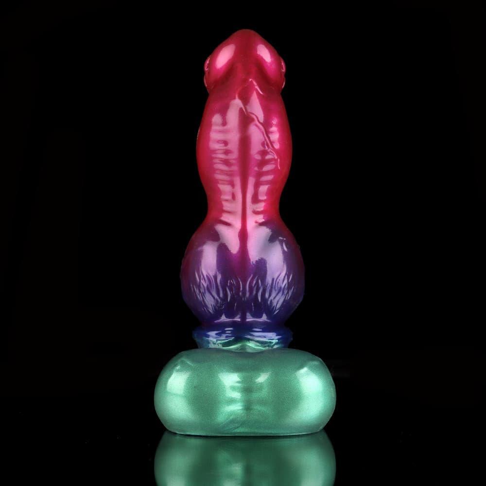 KnotDildo Nicos Gun Dog Gradient Purple Green Fantasy Knotted Dildo with a vibrant design and unique shape