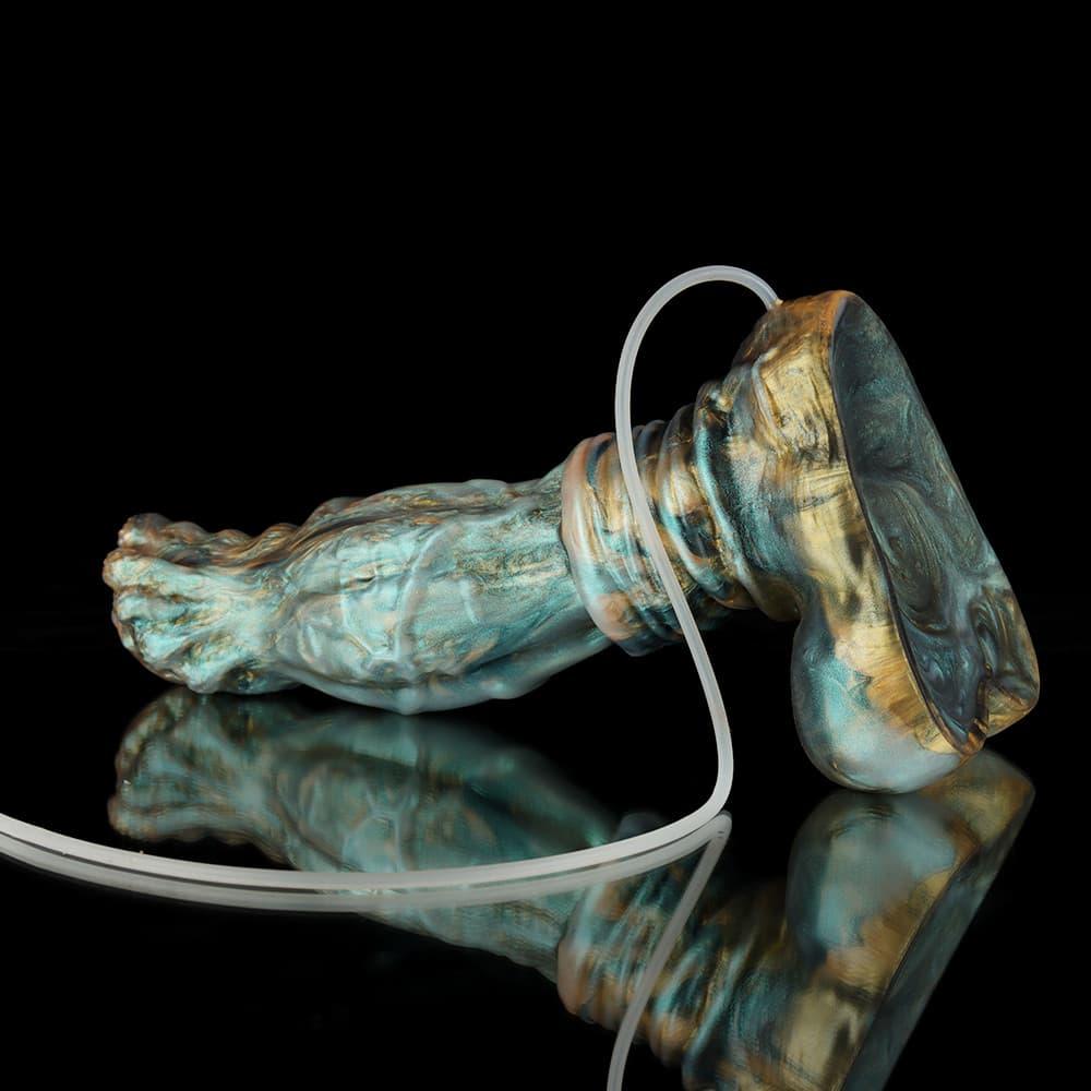 Luan Gradient Green Knot Ejaculating Dildo - Knot Dildo with unique texture and design for enhanced pleasure