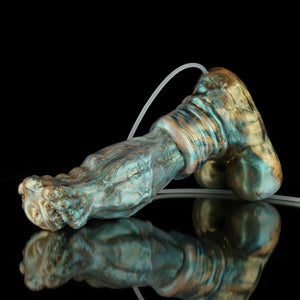 Luan Gradient Green Knot Ejaculating Dildo - Knot Dildo with detailed texture and realistic design