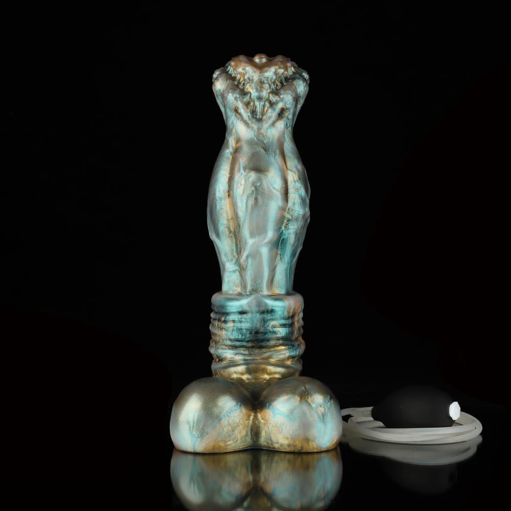 Luan Gradient Green Knot Ejaculating Dildo - Knot Dildo with unique design and textured surface