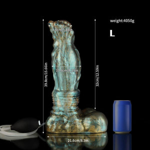 Luan Gradient Green Knot Ejaculating Dildo - Knot Dildo featuring a detailed design and realistic features