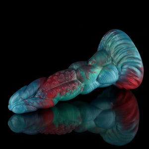 Space Bugs Gradient Blue Green Fantasy Knot Dildo with Unique Textured Design