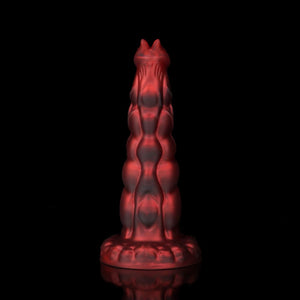 Sphinx Crimson Fantasy Knot Dildo for Ultimate Pleasure on a black background