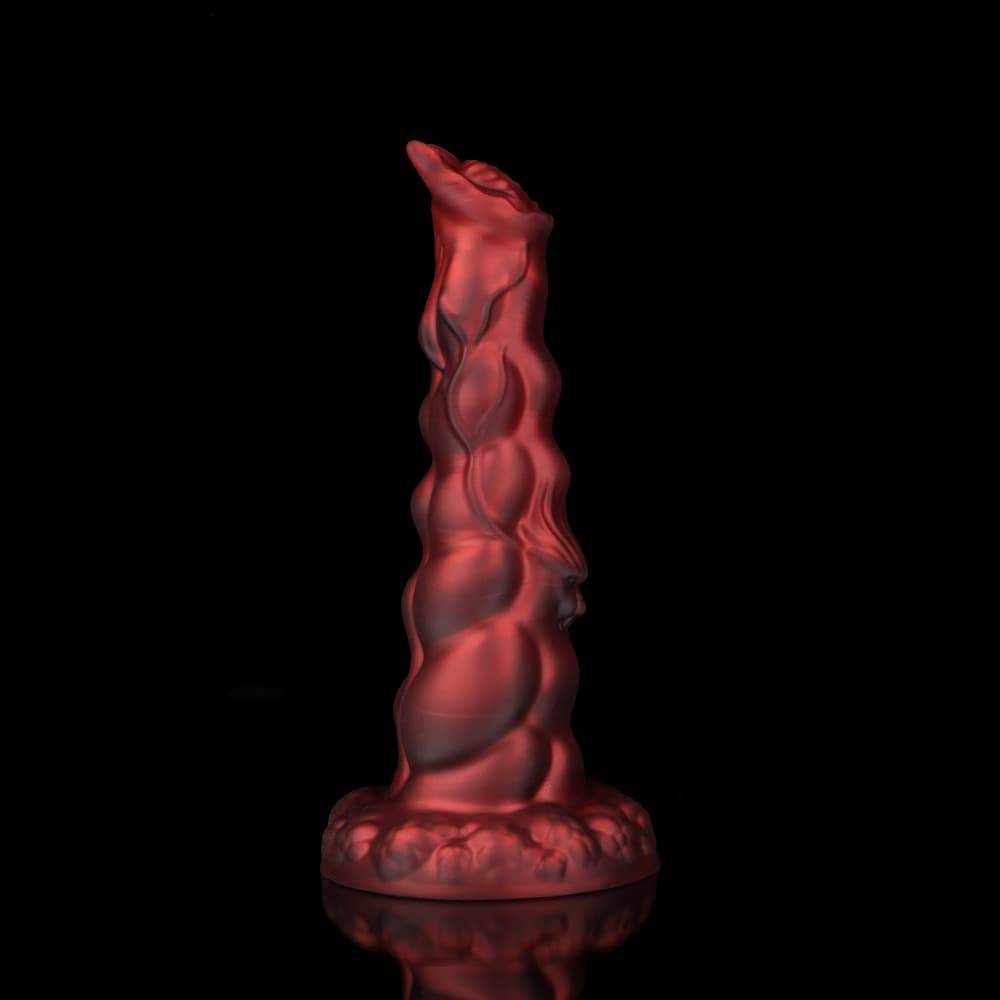 Sphinx Crimson Fantasy Knot Dildo for Ultimate Pleasure with a textured and curved design