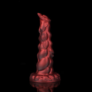 Sphinx Crimson Fantasy Knot Dildo for Ultimate Pleasure with a textured and curved design