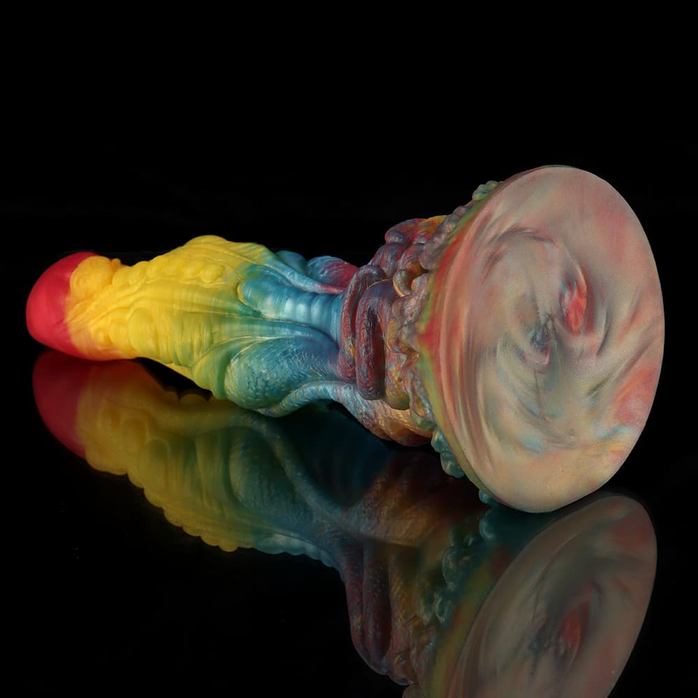 Yu Beauty Rainbow Knot Monster Dildo by Knot Dildo in vibrant colors with a textured design