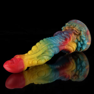 Yu Beauty Rainbow Knot Monster Dildo by Knot Dildo with vibrant colors and textured design for enhanced pleasure