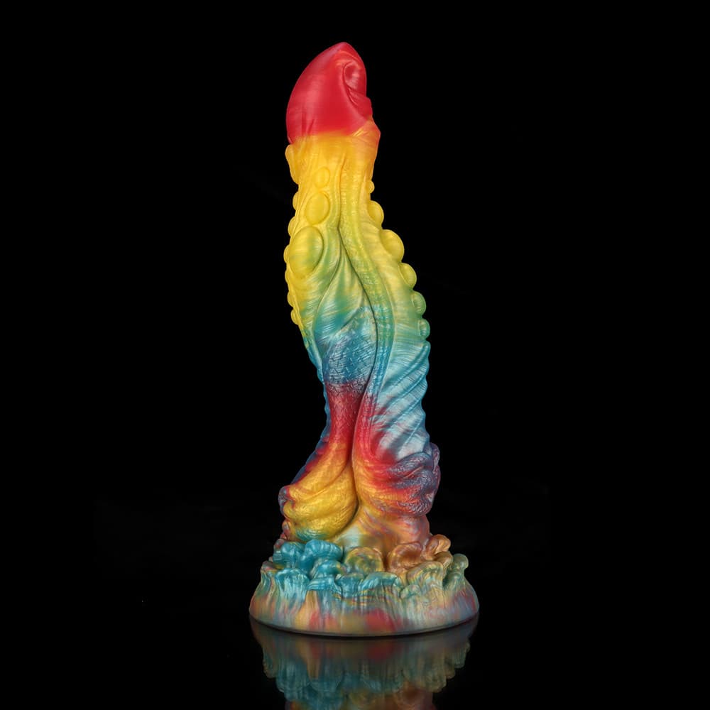 Yu Beauty Rainbow Knot Monster Dildo by Knot Dildo in vibrant colors with textured design