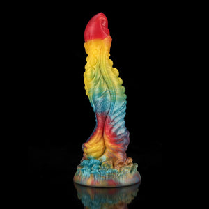 Yu Beauty Rainbow Knot Monster Dildo by Knot Dildo in vibrant colors with textured design