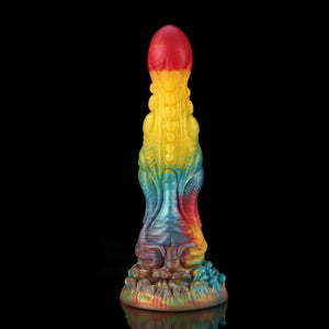 Yu Beauty Rainbow Knot Monster Dildo by Knot Dildo with vibrant colors and textured design